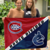 Montreal Canadiens vs Vancouver Canucks House Divided Flag, NHL House Divided Flag