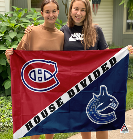 Canadiens vs Canucks House Divided Flag, NHL House Divided Flag