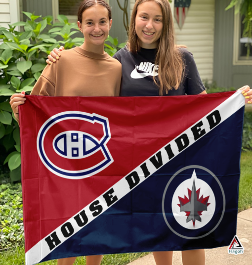 Canadiens vs Jets House Divided Flag, NHL House Divided Flag