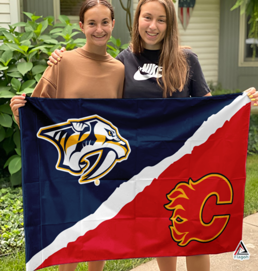 Predators vs Flames House Divided Flag, NHL House Divided Flag