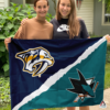 Nashville Predators vs San Jose Sharks House Divided Flag, NHL House Divided Flag