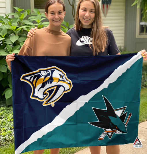 Predators vs Sharks House Divided Flag, NHL House Divided Flag