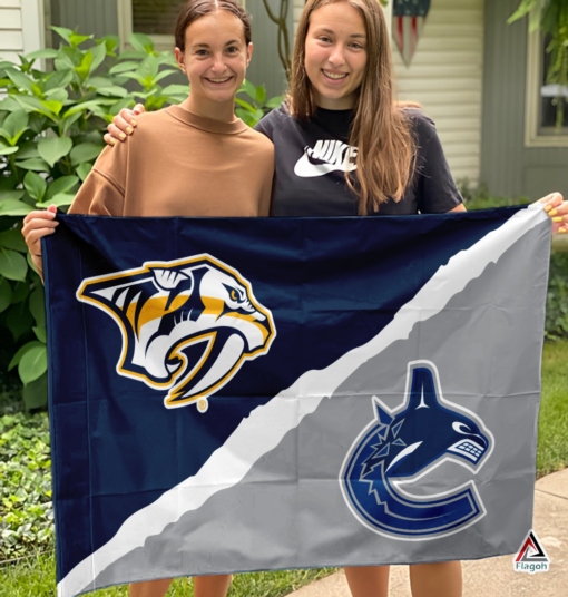 Predators vs Canucks House Divided Flag, NHL House Divided Flag