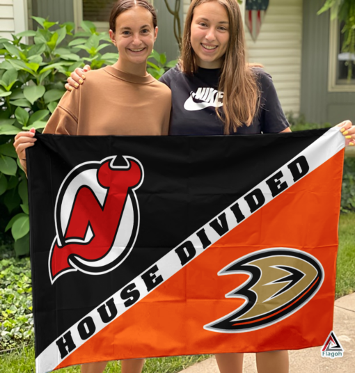 Devils vs Ducks House Divided Flag, NHL House Divided Flag