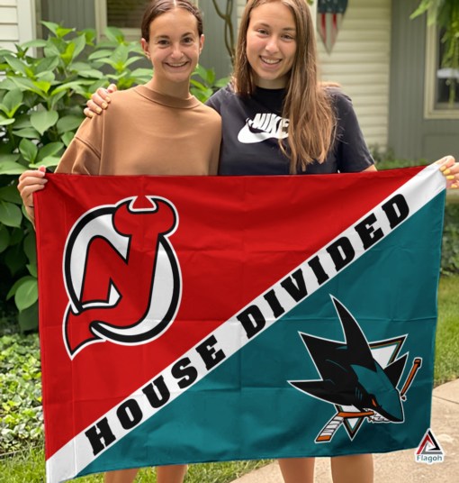 Devils vs Sharks House Divided Flag, NHL House Divided Flag