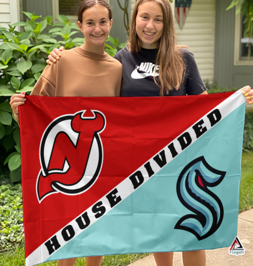 Devils vs Kraken House Divided Flag, NHL House Divided Flag