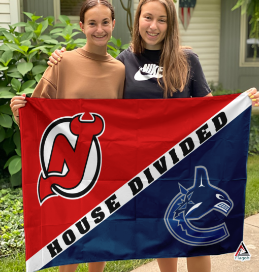 Devils vs Canucks House Divided Flag, NHL House Divided Flag