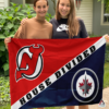 New Jersey Devils vs Winnipeg Jets House Divided Flag, NHL House Divided Flag