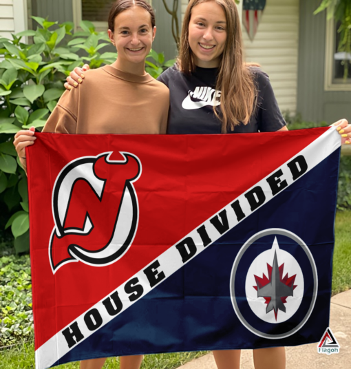 Devils vs Jets House Divided Flag, NHL House Divided Flag