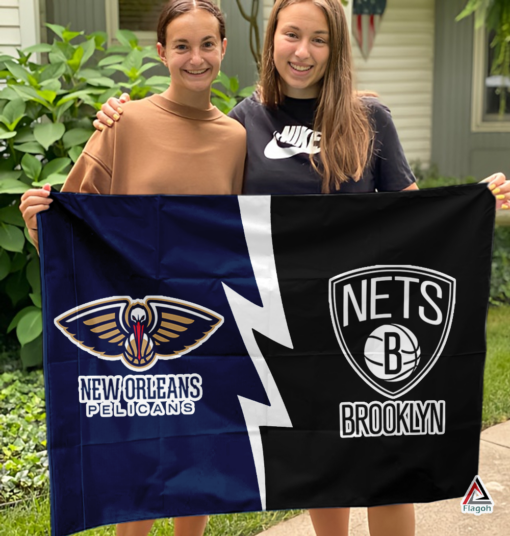 Pelicans vs Nets House Divided Flag, NBA House Divided Flag