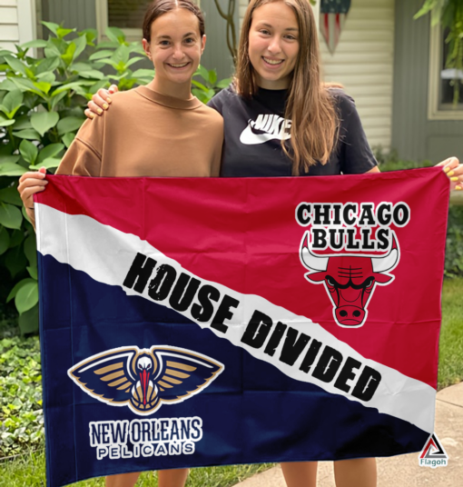 Pelicans vs Bulls House Divided Flag, NBA House Divided Flag