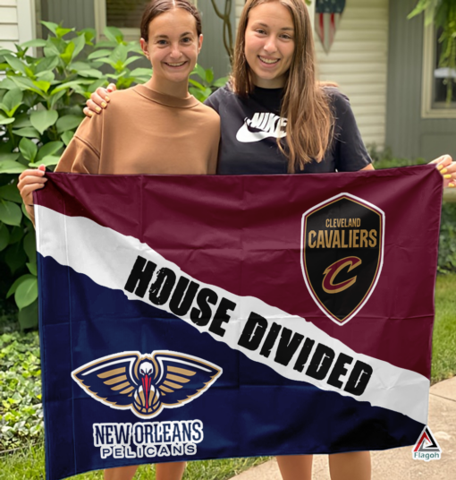 Pelicans vs Cavaliers House Divided Flag, NBA House Divided Flag