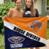 New Orleans Pelicans vs New York Knicks House Divided Flag, NBA House Divided Flag