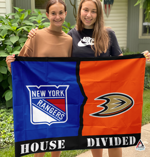 Rangers vs Ducks House Divided Flag, NHL House Divided Flag