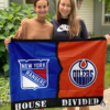 New York Rangers vs Edmonton Oilers House Divided Flag, NHL House Divided Flag