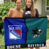 New York Rangers vs San Jose Sharks House Divided Flag, NHL House Divided Flag