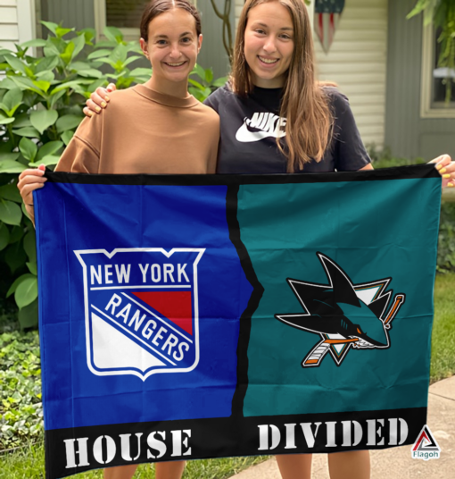 Rangers vs Sharks House Divided Flag, NHL House Divided Flag