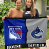 New York Rangers vs Vancouver Canucks House Divided Flag, NHL House Divided Flag