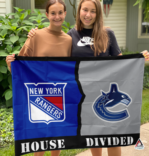 Rangers vs Canucks House Divided Flag, NHL House Divided Flag