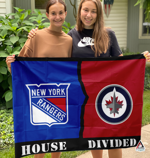 Rangers vs Jets House Divided Flag, NHL House Divided Flag