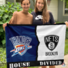 Oklahoma City Thunder vs Brooklyn Nets House Divided Flag, NBA House Divided Flag