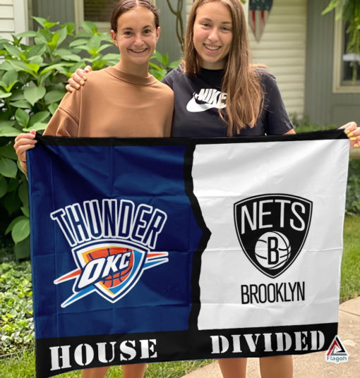 Thunder vs Nets House Divided Flag, NBA House Divided Flag