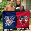 Oklahoma City Thunder vs Chicago Bulls House Divided Flag, NBA House Divided Flag