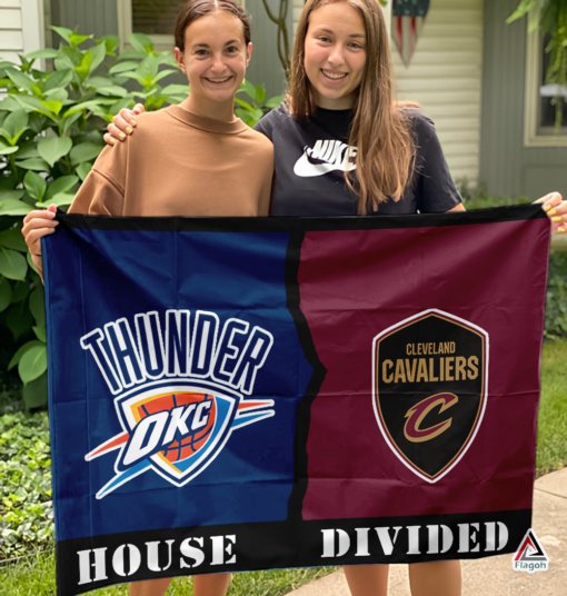 Thunder vs Cavaliers House Divided Flag, NBA House Divided Flag