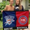 Oklahoma City Thunder vs Detroit Pistons House Divided Flag, NBA House Divided Flag