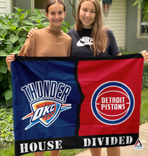 Thunder vs Pistons House Divided Flag, NBA House Divided Flag