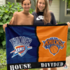 Oklahoma City Thunder vs New York Knicks House Divided Flag, NBA House Divided Flag