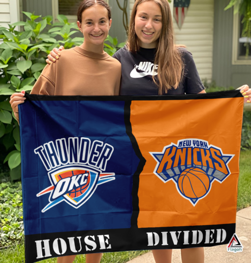 Thunder vs Knicks House Divided Flag, NBA House Divided Flag