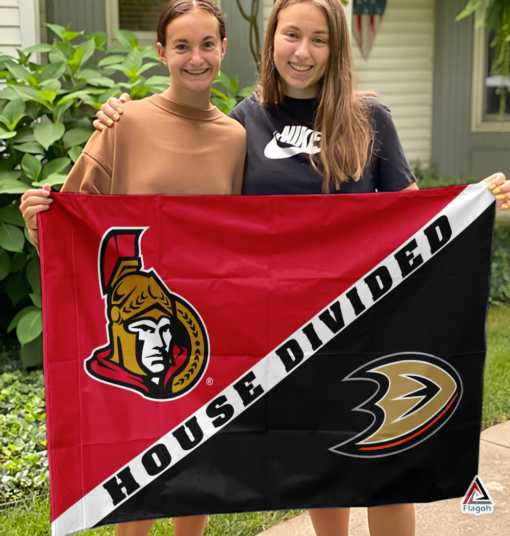 Senators vs Ducks House Divided Flag, NHL House Divided Flag