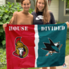 Ottawa Senators vs San Jose Sharks House Divided Flag, NHL House Divided Flag