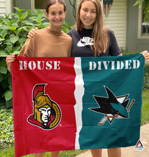 Senators vs Sharks House Divided Flag, NHL House Divided Flag