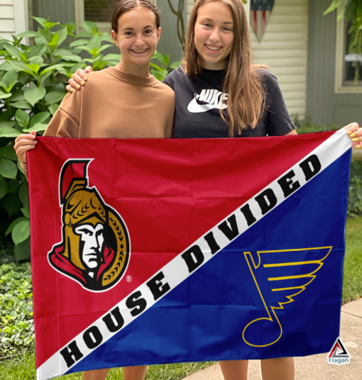 Senators vs Blues House Divided Flag, NHL House Divided Flag