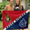 Ottawa Senators vs Vancouver Canucks House Divided Flag, NHL House Divided Flag