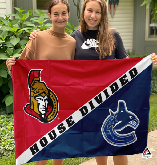 Senators vs Canucks House Divided Flag, NHL House Divided Flag