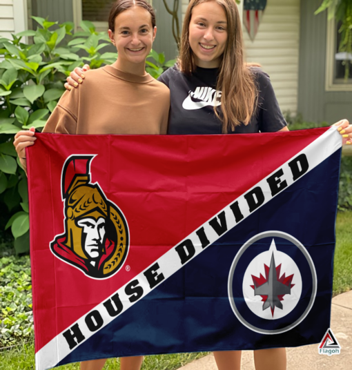 Senators vs Jets House Divided Flag, NHL House Divided Flag