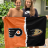 Philadelphia Flyers vs Anaheim Ducks House Divided Flag, NHL House Divided Flag