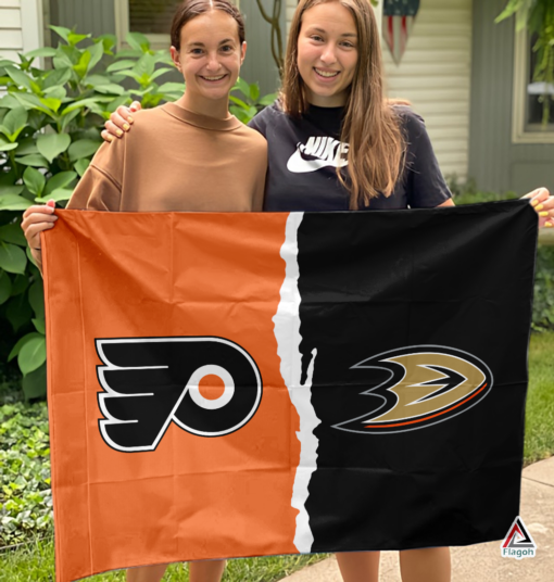 Flyers vs Ducks House Divided Flag, NHL House Divided Flag