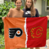 Philadelphia Flyers vs Calgary Flames House Divided Flag, NHL House Divided Flag