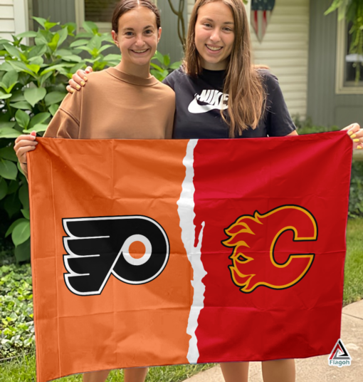 Flyers vs Flames House Divided Flag, NHL House Divided Flag