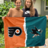 Philadelphia Flyers vs San Jose Sharks House Divided Flag, NHL House Divided Flag