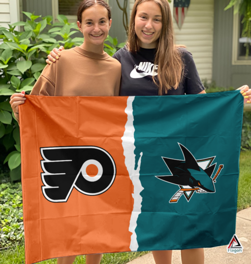 Flyers vs Sharks House Divided Flag, NHL House Divided Flag