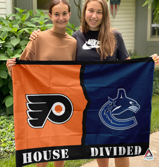 Flyers vs Canucks House Divided Flag, NHL House Divided Flag