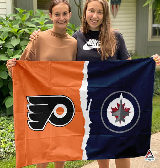 Flyers vs Jets House Divided Flag, NHL House Divided Flag