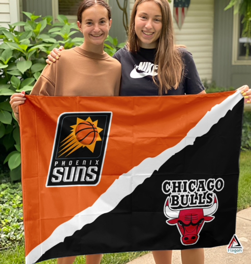 Suns vs Bulls House Divided Flag, NBA House Divided Flag