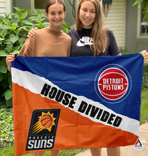 Suns vs Pistons House Divided Flag, NBA House Divided Flag