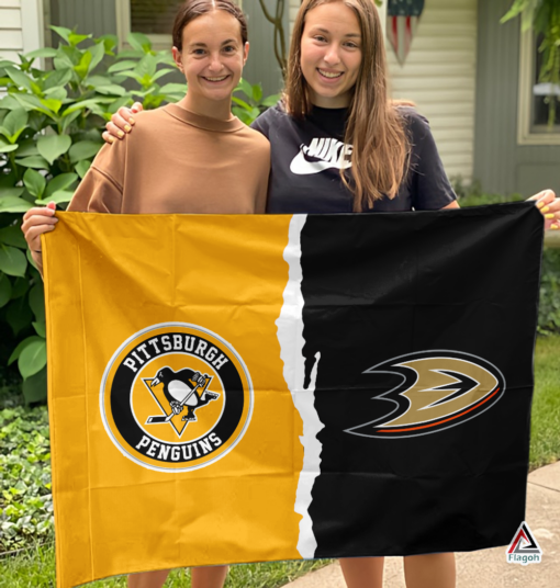 Penguins vs Ducks House Divided Flag, NHL House Divided Flag